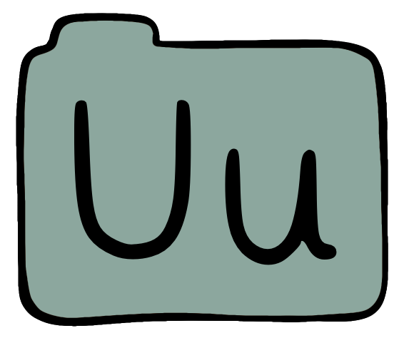 light green file folder with capital and lowercase U on it.